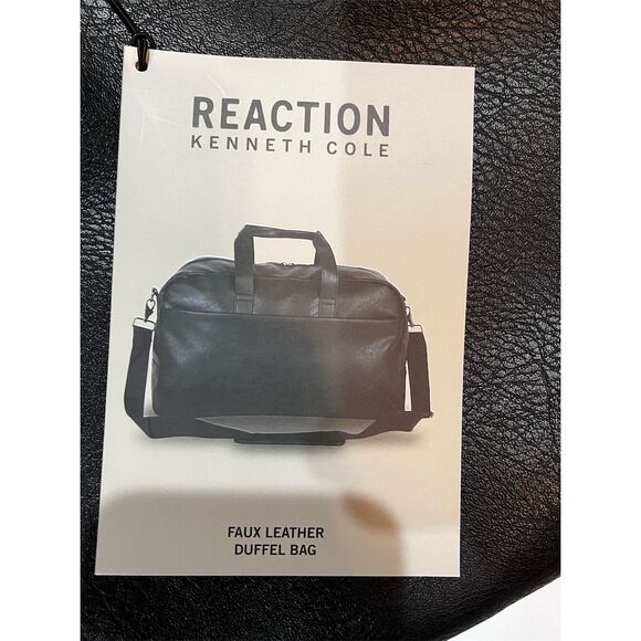 Kenneth Cole Reaction 20" Black Vegan Leather Carry-On Duffel Bag - Picture 9 of 13